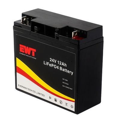Beli 24V 12AH VRLA Lifepo4 Baterai Deep Cycle Lithium Iron Phosphate Baterai Max debit arus 10A Kontinyu Rasio pengisian 0.2C pembuatan online