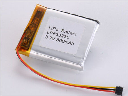 Beli LP633235 3.7V 800MAH Li-polymer Battery CE Certified for -20°C To 60°C Industrial Applications pembuatan online