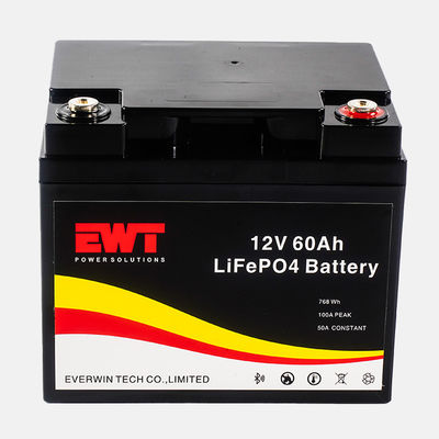 Balck 12V 60Ah LFP Lithium Iron Phosphate Battery Pack untuk Penggantian Sistem Energi Surya