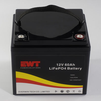 Logo yang disesuaikan 12V 60AH LiFePo4 Baterai Storage Box Metal Case Untuk Lampu LED 4000 Siklus Kerja