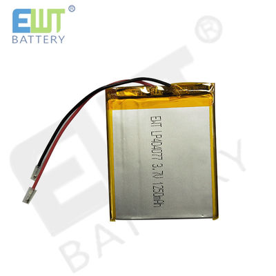 Baterai Lithium Polymer Berwarna Perak dengan Perlindungan Sirkuit Singkat LP404077 3.7V 1250mAh