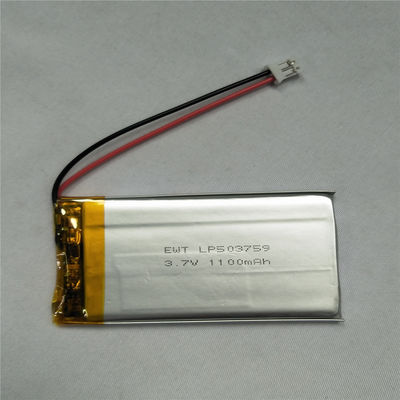 Baterai Litium Polimer Perak LP503759 3.7V 1100mAh Dengan PCM
