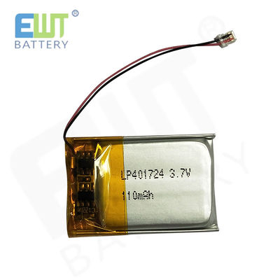 Baterai Lithium Ion Polimer Perak LP401724 3.7V 110mAh untuk Kinerja yang Dapat Diandalkan dan Superior