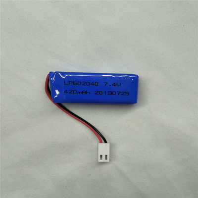 LP602040 7.4V 420mAh Lithium Polymer Battery dengan Fitur Keamanan Perlindungan Terhadap Pelepasan -20°C hingga 45°C
