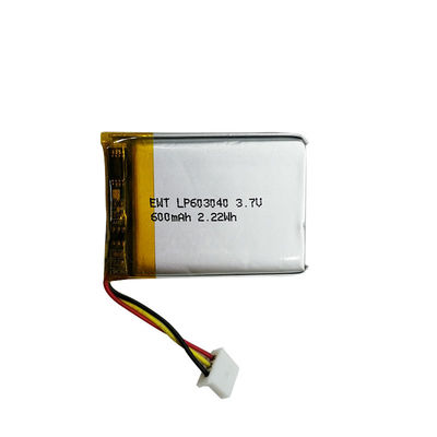 JST/Tipe konektor yang disesuaikan NO untuk baterai Lithium Polymer LP603040