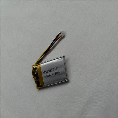 Baterai Lithium Polymer Rechargeable LP552036 3.7V 340mAh untuk daya cadangan darurat
