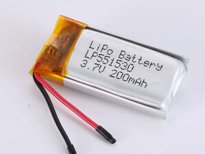 LP551530 200MAH Baterai Litium Polimer Perak dengan 500 Siklus Umur Siklus untuk Industri dan Komersial -20°C hingga 45°C