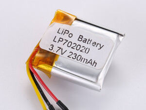 LP702020 3.7V 230MAH Lithium Polymer Battery dengan Pcm -10C -65C Storage Type