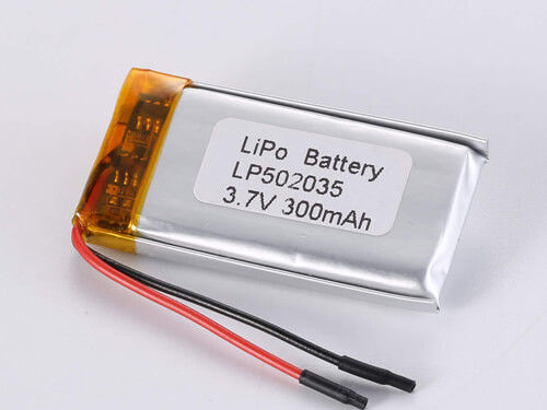 500-1000 Siklus LP502035 3.7V 300MAH Polymer Li-ion Rechargeable Cell untuk Kinerja Optimal -20 hingga 60 derajat Celcius