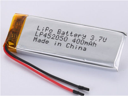 Foil Perak Dan Transparan Pvc LP452050 3.7V 400MAH 50 Mm Kawat Merah Polimer Li-ion Sel Isi Ulang Penerimaan Sampel