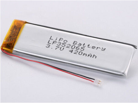 LP352065 3.7V 420MAH Lithium Polymer Battery dengan kabel merah dan hitam 50mm Bersertifikat ROHS Garansi 12 bulan
