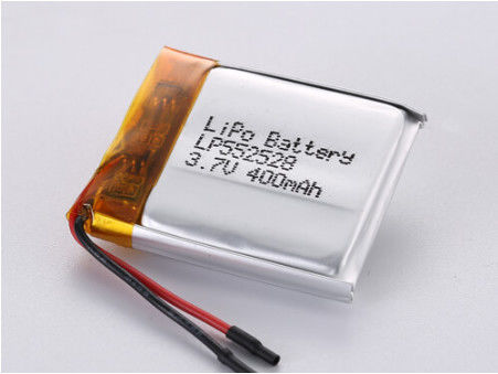 LP552528 3.7V 400MAH LiPo Pack Kapasitas Tinggi untuk Pasokan Listrik Lama dengan Baterai Li-po Suhu Rendah dan Foil Perak