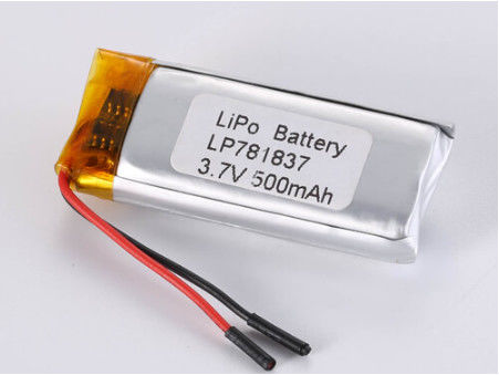 Persyaratan Pelanggan 3.7V 500mah LiPo Baterai Paket dengan Kapasitas Tinggi dan Baterai Lithium Polymer Sel Bahan Anode Lainnya