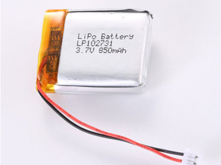 Dukungan OEM/ODM 3.7V 850MAH JST Konektor Lithium Polymer Battery LP102731 -20°C hingga 60°C Untuk Kinerja Tinggi
