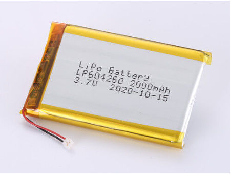 Baterai Lithium Polymer OEM yang dapat diterima dengan umur simpan 1 tahun dan LP604260 3.7V 2000MAH