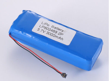 LP802468 3.7V 3000MAH Baterai Lithium Polymer untuk penyimpanan energi Perlindungan overcharge JST/Disesuaikan